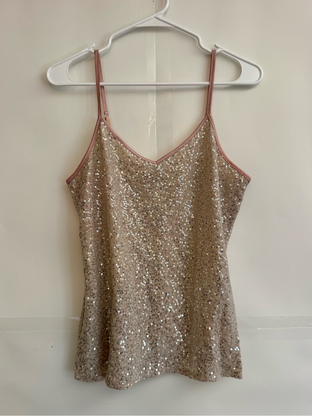 Express Rose-Trim Sequin V-Neck Cami/top sleeveless